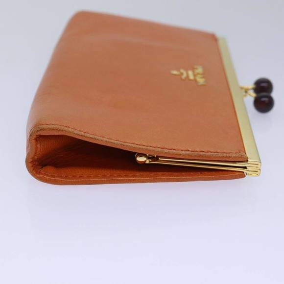 PRADA Gamaguchi Wallet Leather Orange Auth 77705 - Picture 4 of 16
